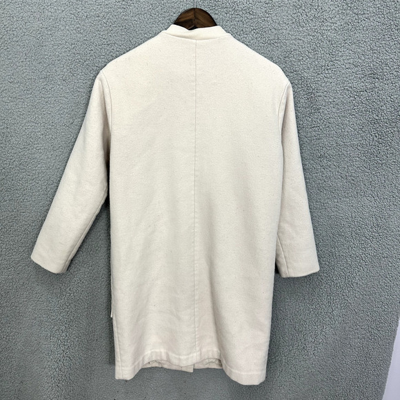 Thakoon Collective Trench Coat Womens Small Ivory Wool Blend Pocket Front Luxury - Picture 3 of 7
